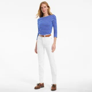 Farbige Straight Fit Jeans High Waist, Damen, size: regular, Weiß, Elasthan/Baumwoll-Mischung/Polyester-Mischung, by Lands' End