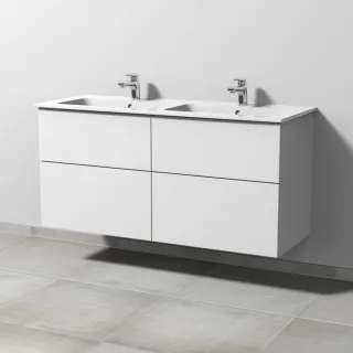 Sanipa 3way Waschtischunterbau zu Duravit ME by Starck Waschtisch mit 4 Auszügen, Weiß-Soft SM72843