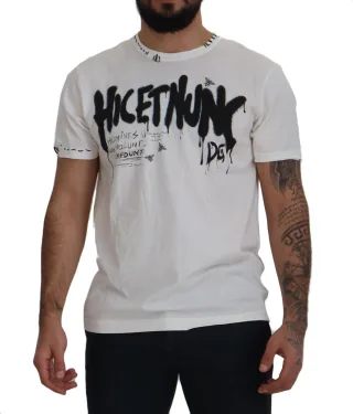 Dolce & Gabbana Weiß Amor Baumwoll Rundhals Herren T-Shirt