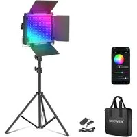 Neewer Videoleuchte RGB660 PRO II Upgraded RGB LED Studio Videolicht mit Stativ Stander, 50W, App Steuerung, dimmbares Panel Key Light für Streaming Fotografie