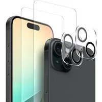 Tec-Expert Displayschutzglas 2x 9H Kamera und Displayglas für Apple iPhone 15 für Apple iPhone 15, Kamera + Display Schutzglas, 4 Stück, Kameraschutz, Displayschutz, Schutzglas, kratz- & stoßfest