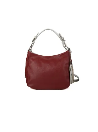 Giulia Monti Schultertasche Weinrot Grau