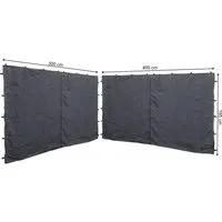 Quick Star Pavillonseitenteil 2 Seitenteile mit RV 3x4 Anthrazit, 300x197 cm, Seitenwand Set 2tlg für Pavillons 3x4m mit Reißverschluss
