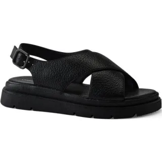 Sandalen mit gekreuzten Riemen für Damen, Damen, size: regular, Schwarz, Leder, by Lands' End