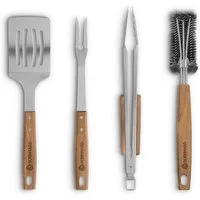 BURNHARD® Grillbesteck-Set Akazienholz Grillbesteck-Set 4-tlg., (4 tlg)