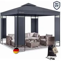 Casaria Pavillon Lorca, 3x3m Farbwahl UV-Schutz 50+ Wasserabweisend Stabil Robust Metall mit