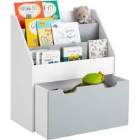 SoBuy Bücherregal KMB17, Kinderregal Aufbewahrungsregal, Kinderzimmer Möbel, mit 3/4 Ablagefächern und einer herausnehmbaren Spielzeugtruhe
