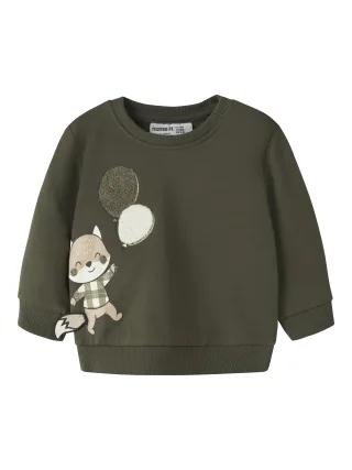 NAME IT - NBMNEIL LS SWEAT BRU Olive Night - Gr. - 80