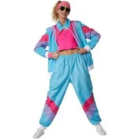 dressforfun Kostüm Damenkostüm, Hellblaue und pinke Jacke und Hose im Retro-Look.