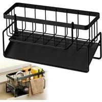 Venkuber Küchenorganizer-Set Spülbecken Organizer mit Abtropfschale, Rostfrei Edelstahl, Spülbecken Handtuch Organizer Für Badezimmer Küche Spüle