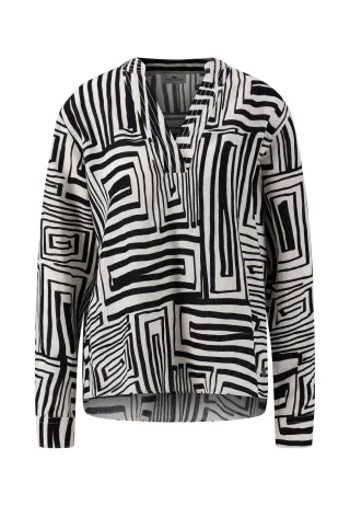 FYNCH-HATTON - BLOUSE TUNIC MAZE LINEN black - Gr. - 38