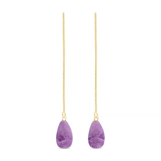 Luxenter, zoqoyi Ohrringe aus 925 Sterlingsilber und natürlichem Amethyst 18K vergoldet