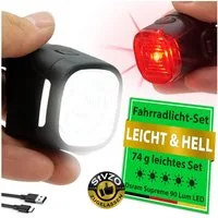 Widder Fahrradbeleuchtung Vorne & Hinten Fahrradlicht Set [StVZO, Sehr Hell 90 Lum LED, USB-C], Kompakt & Leicht • Extra-Hell • Fahrrad, Scooter, Kinderfahrrad