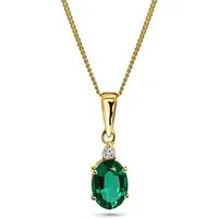 Miore Kette mit Anhänger für Damen 9K Gelbgold mit Smaragd, Saphir oder Rubin & 0,01 ct Diamant, Halskette in Echtgold 45cm Länge