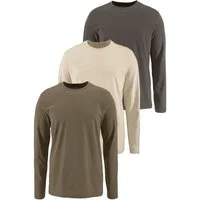 Man's World Langarmshirt neue Farbe ! (3er-Pack) Langarm, unifarben, aus Baumwolle, im 3er-Pack