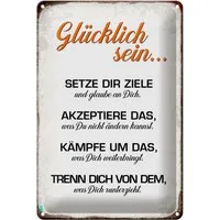 Hebold Metallschild Schild Blech 20x30cm - Made in Germany - Spruch glücklich sein glaube