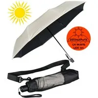 iX-brella Trekkingschirm XL Sonnen-Regenschirm mit UPF 50+, UV-Hitze-Schutz, mit Umhängetasche, mit Handöffner, innen schwarz