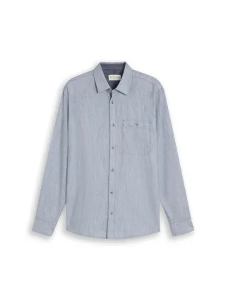 Tom Tailor - Strukturiertes Langarmhemd blau - Gr. - M