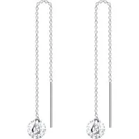 LÖB Paar Ohrhänger 750 Weißgold vergoldet Durchzieher Zirkonia Tropfen Stein Rund Silber (Geschenke für Frauen Beste Freundin Mutter Mama Damen Ehefrau sie zum Geburtstag Ostern Muttertag Muttertagsgeschenk), Einfädler zum Durchziehen Ohrringe Hängen