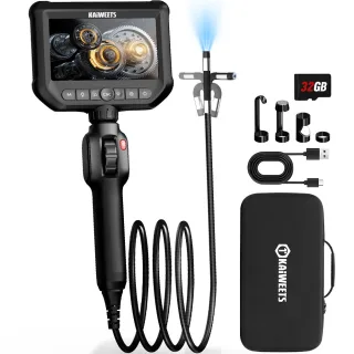 EU Direct KAIWEETS KBA01 Two-Way 210° Articulating Borescope 4.3 inch IPS Display 8mm Snake Camera 2.0MP with 32GB Memor