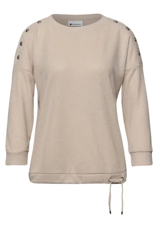 Street One - Shirt mit Knopfdetail beige - Gr. - 38