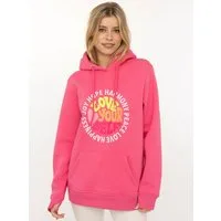 Zwillingsherz Hoodie "Love Yourslef" runde große Frontstickerei, farbige Kordel, Kängurutasche
