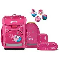 ergobag Schulranzen Schulranzen-Set CUBO LIGHT SternzauBär 5-teilig, 25/26 (5-teilig), Superleicht, Hugging-Rückensystem, für kleine/schmale Kinder