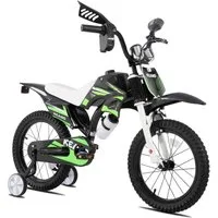 JOYSTAR Kinderfahrrad 12/16 Zoll fahrrad im Motorradstil für 3-8 Jahren Jungen und Mädchen, mit Stützrädern, Getränkehalter und Schutzblechen