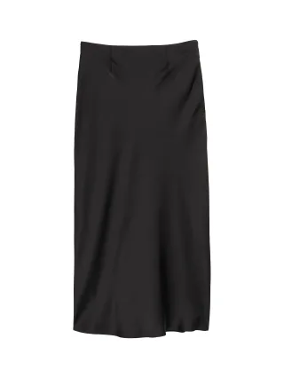 Denim Tom Tailor - Midi-Rock in Satin-Optik deep black - Gr. - L