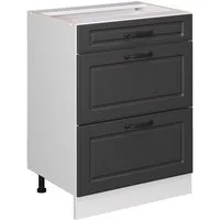 Vicco Unterschrank R-Line Anthrazit Landhaus/Weiß 60cm mit Schubladen ohne Arbeitsplatte (1-St)