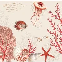 EasyLife Papierserviette Reef, 3-lagig, Weiß, Korallen, H: 1cm
