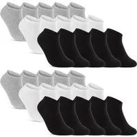 sockenkauf24 Sneakersocken 10, 20, 30 Paar Sneaker Socken Damen & Herren Schwarz Weiß Grau (Schwarz/Weiß/Grau, 30-Paar, 39-42) Baumwolle - 16900