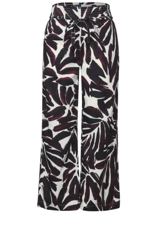 CECIL - Gemusterte 7/8 Wide Leg Hose mulberry red - Gr. - 7