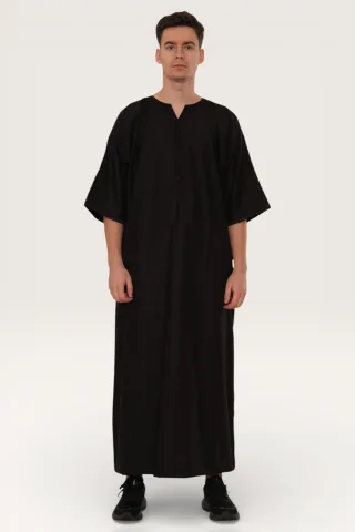 Herren Ramadan Schwarze marokkanische Gandoura Thobe Robe Djellaba Eid Jubba- TT-006