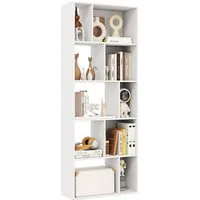 COSTWAY Bücherregal, 5 Ebene, Würfelregal mit 10 Fächern, weiß, 60x25x160cm