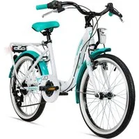 bergsteiger Kinderfahrrad Atlantis 20, 24 Zoll Mädchenfahrrad, 6 - 11 Jahre, StVZO, 6 Gang Shimano Tourney RD-TY300 Schaltwerk, Kettenschaltung, V-Bremse