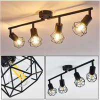 hofstein Deckenleuchte »Borio« Retro/Vintage Deckenlampe aus Metall in schwarz, ohne Leuchtmittel, 4xE14, verstellbarer Spot, Gitter-Optik m. Lichteffekt an der Decke
