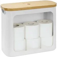 relaxdays Toiletten-Ersatzrollenhalter Toilettenpapier Aufbewahrung 12 Rollen, weiß