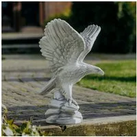 gartendekoparadies.de Gartenfigur Adler Steinadler Links, Steinfigur, H. 55 cm, 25 kg, Frostsicher