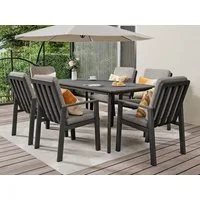 MeXo Gartenlounge-Set Garten Essgruppe für 6 Personen, (Gartenmöbel-Set aus Aluminium, 7-tlg., mit ergonomischen Sesseln inkl. Kissen), Belastbarkeit pro Sitzplatz 140 kg