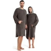 KangaROOS Badeponcho Dalia Surfponcho, ideal für Sauna, Spa & im Urlaub, Langform, Veloursfrottier, Kapuze, ohne, weich, Uni-Farben mit Streifen, leicht, Unisex, für Damen und Herren