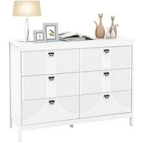 COSTWAY Kommode, mit 6 Schubladen, Sideboard Weiß aus Holz modern