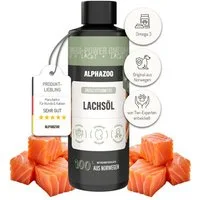 ALPHAZOO Lachsöl für Hunde 100 ml Natürliches Omega-3 Futteröl für Haut & Fell, Ergänzungsfutter für: Hunde