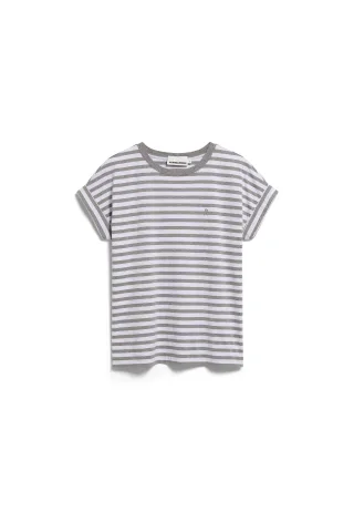 Armedangels - IDAARA STRIPE T-SHIRT white-silver melange - Gr. - S