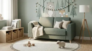 BRUNO Schlafsofa 120cm in Forest Green Grün | Klassik | stabiles Massivholz & Boxspringkomfort