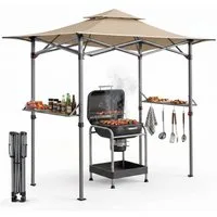 Sekey Grillpavillon Faltbar Pavillon 250 x 150 cm Grillpavillon winterfest und wasserdicht, Partyzelt Grillpavillon, BBQ Pavillon, Ablage mit Haken