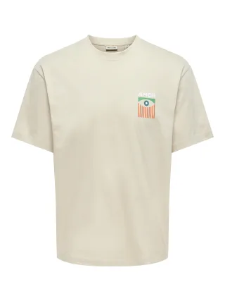 ONLY&SONS - ONSFRED LIFE RLX SS PRINT TEE NOOS Silver Lining - Gr. - L