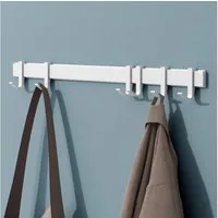 Mai & Mai Wandgarderobe Kleiderhaken Garderobenleiste aus Aluminium mit 4/6/8 Haken Stalo-12, Flexibel entlang der Schiene verschieben, individuell positionieren.