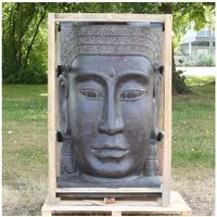 Oriental Galerie Dekofigur Buddha Brunnen Relief Garten Wasserwand 150 cm (1 St)