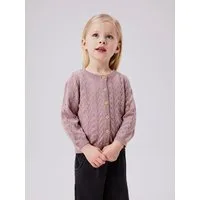 Name It Strickjacke NMFBANNI für Mädchen mit Ajour-Strick und Rippbündchen unifarben, casual, regular fit, Baumwolle, Rundhals